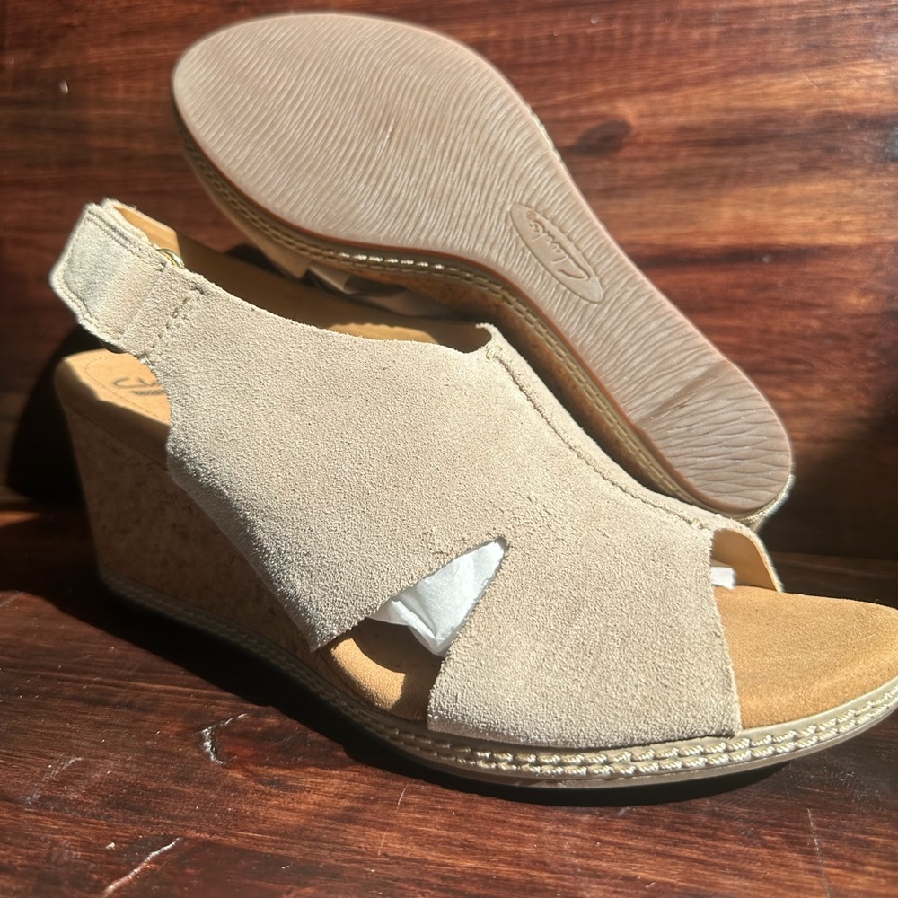 Clarks suede wedges 11 .NWOB never worn .
